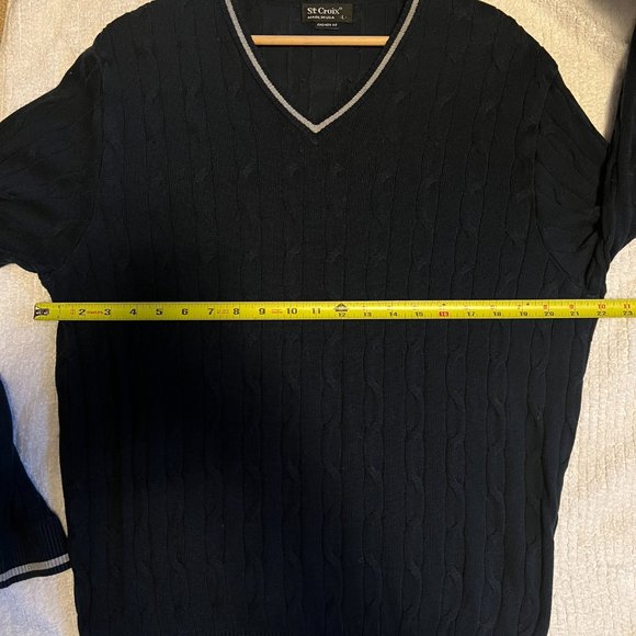 St. Croix Large cable knit V-neck sweater Slim Fit - Picture 4 of 5